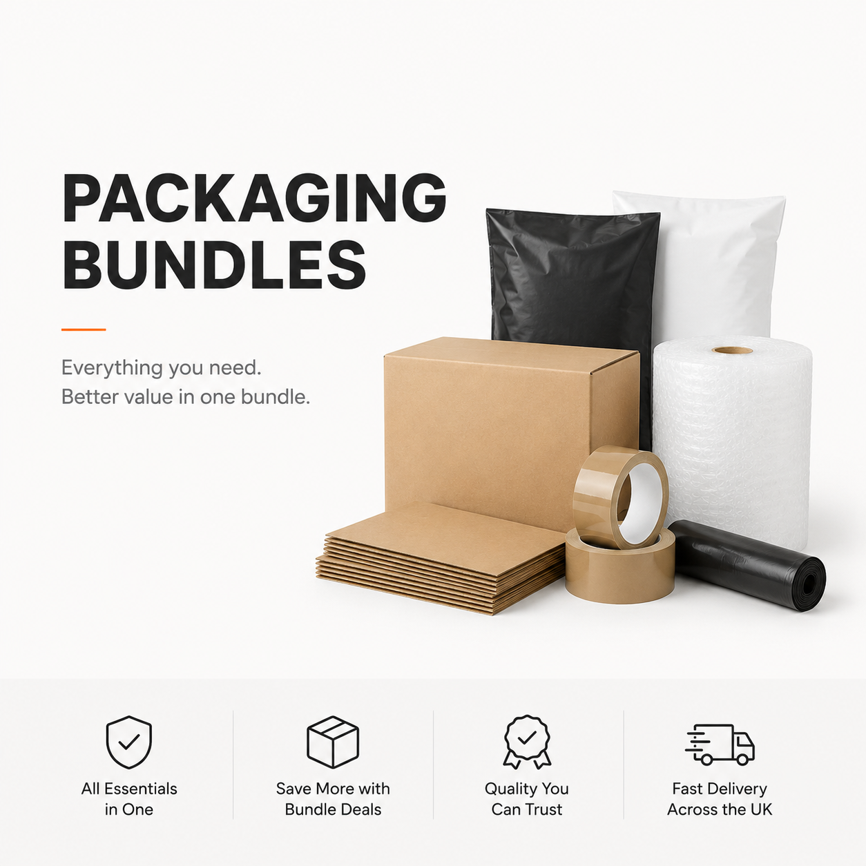 Small Packaging Bundle for Small Businesses | Complete Parcel Packing Kit | Shipping & Box Packaging Essentials Set